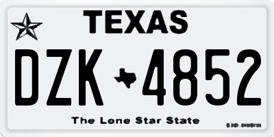 TX license plate DZK4852