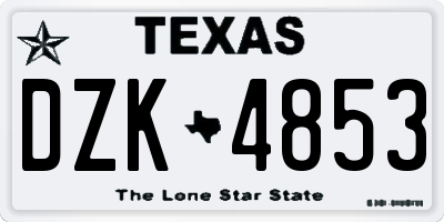 TX license plate DZK4853