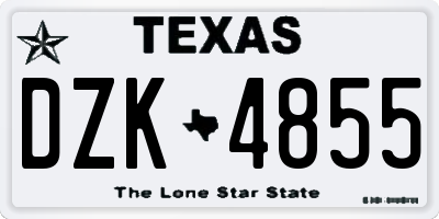 TX license plate DZK4855
