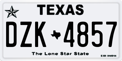TX license plate DZK4857