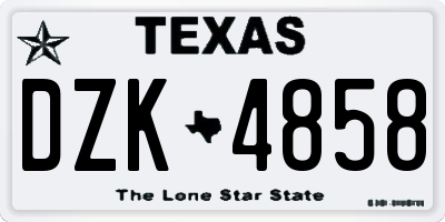 TX license plate DZK4858