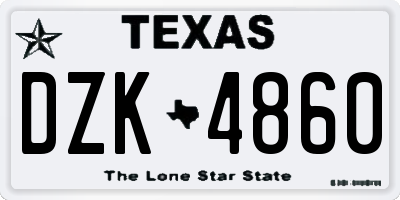 TX license plate DZK4860