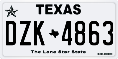 TX license plate DZK4863