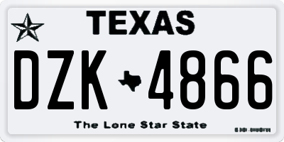 TX license plate DZK4866