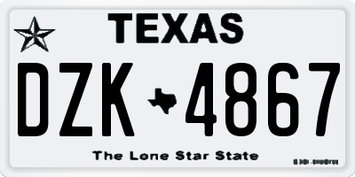 TX license plate DZK4867