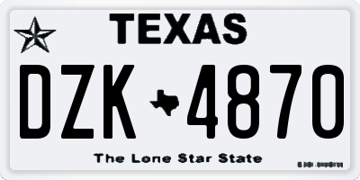 TX license plate DZK4870
