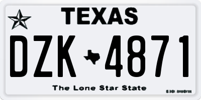 TX license plate DZK4871