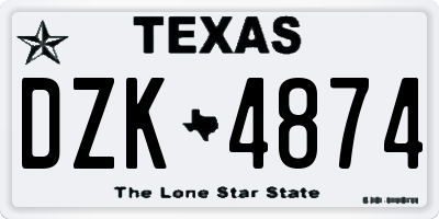TX license plate DZK4874