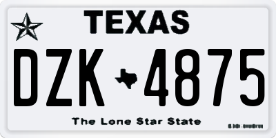 TX license plate DZK4875