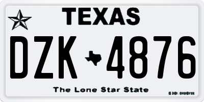 TX license plate DZK4876