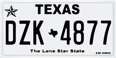 TX license plate DZK4877
