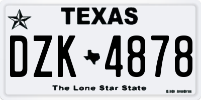 TX license plate DZK4878