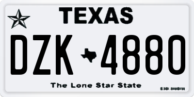 TX license plate DZK4880