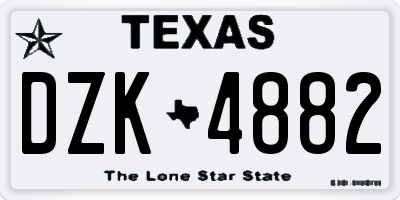 TX license plate DZK4882