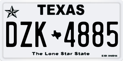 TX license plate DZK4885