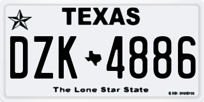 TX license plate DZK4886