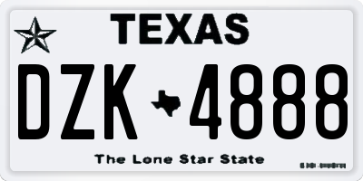 TX license plate DZK4888