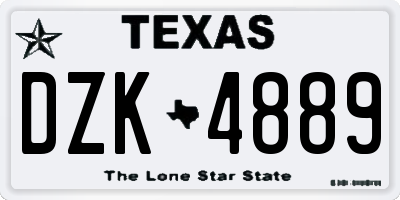 TX license plate DZK4889