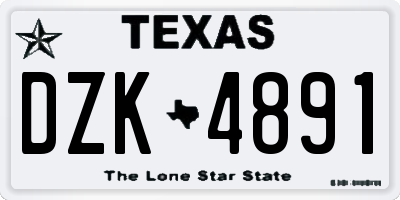 TX license plate DZK4891