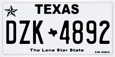 TX license plate DZK4892