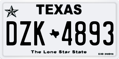 TX license plate DZK4893