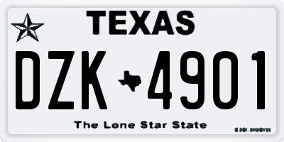 TX license plate DZK4901
