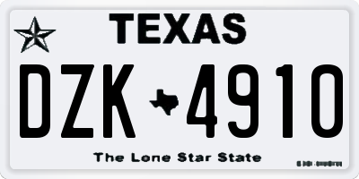 TX license plate DZK4910
