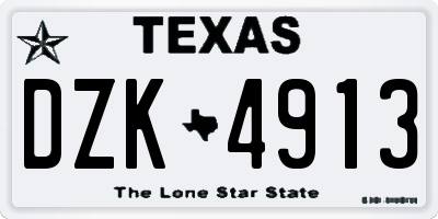 TX license plate DZK4913