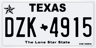 TX license plate DZK4915
