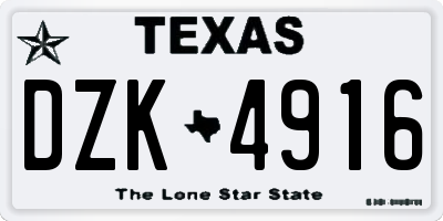 TX license plate DZK4916