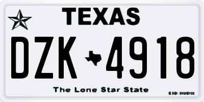 TX license plate DZK4918
