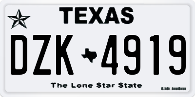 TX license plate DZK4919