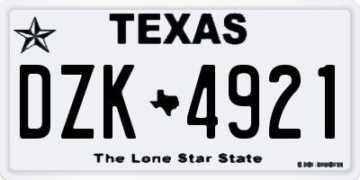 TX license plate DZK4921