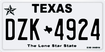TX license plate DZK4924