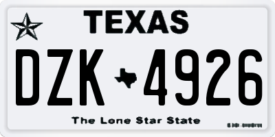 TX license plate DZK4926