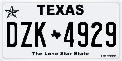 TX license plate DZK4929