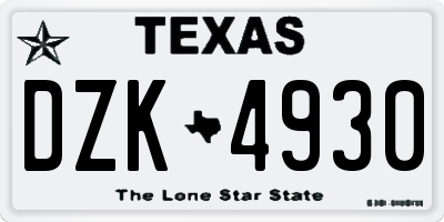 TX license plate DZK4930