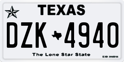 TX license plate DZK4940