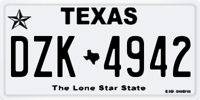 TX license plate DZK4942