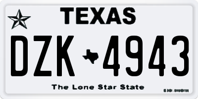 TX license plate DZK4943