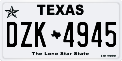 TX license plate DZK4945