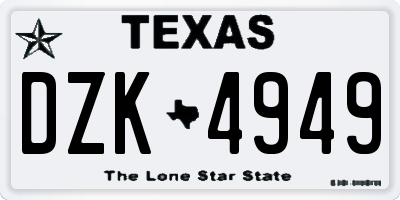 TX license plate DZK4949