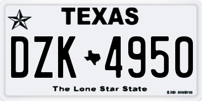 TX license plate DZK4950