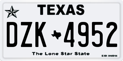 TX license plate DZK4952