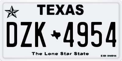 TX license plate DZK4954