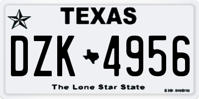 TX license plate DZK4956