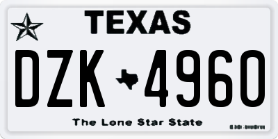 TX license plate DZK4960