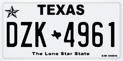 TX license plate DZK4961