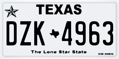 TX license plate DZK4963