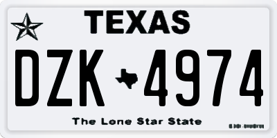 TX license plate DZK4974